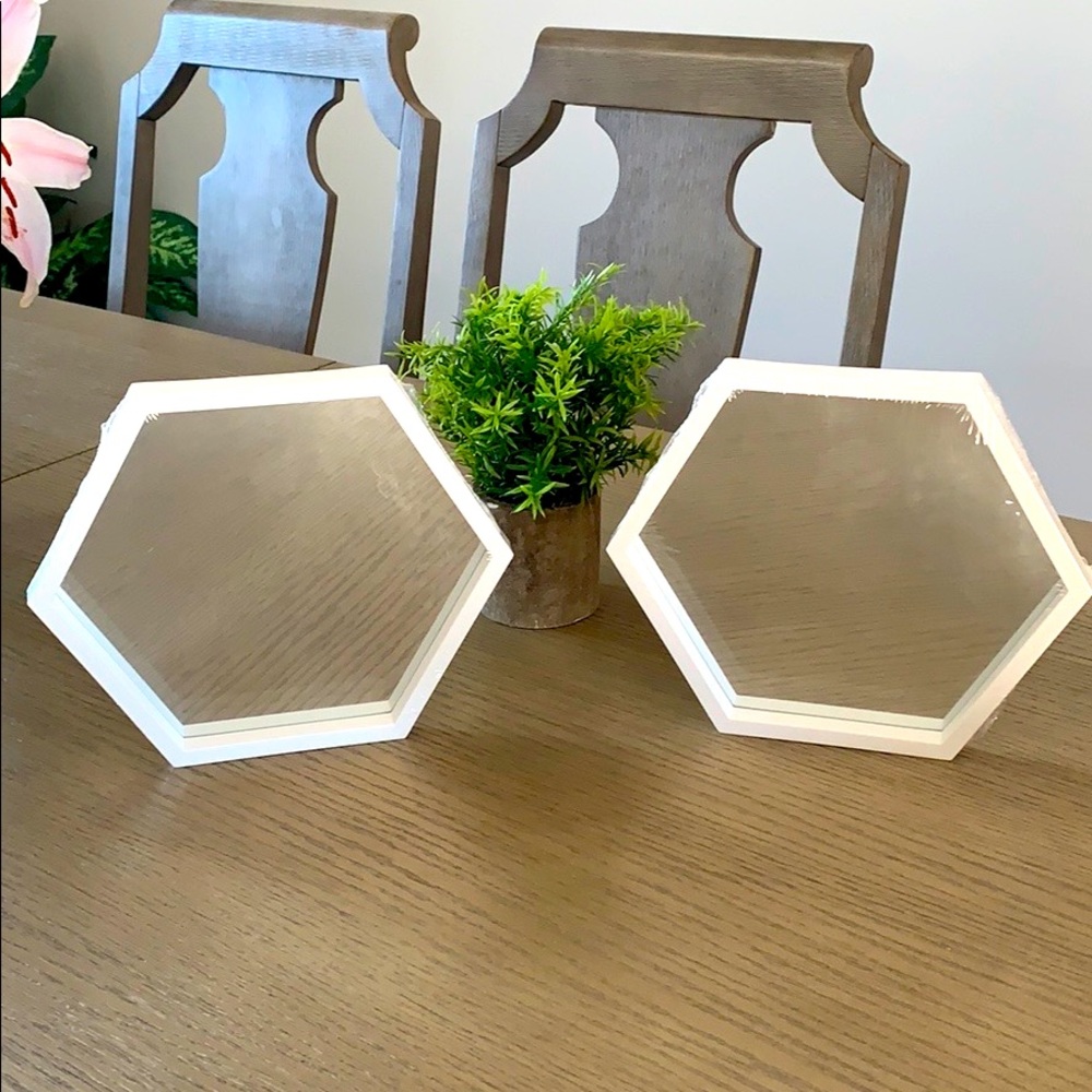 Hexagon Mirror Set (2) White ~New~